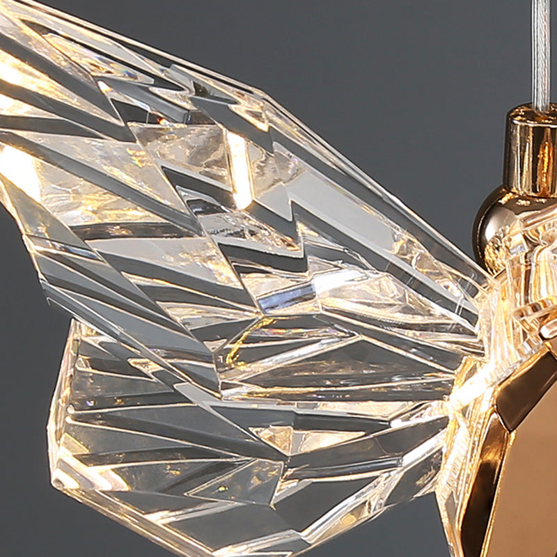 Contemporary Creative Butterfly Round Zinc Alloy Acrylic LED Chandelier For Bedroom