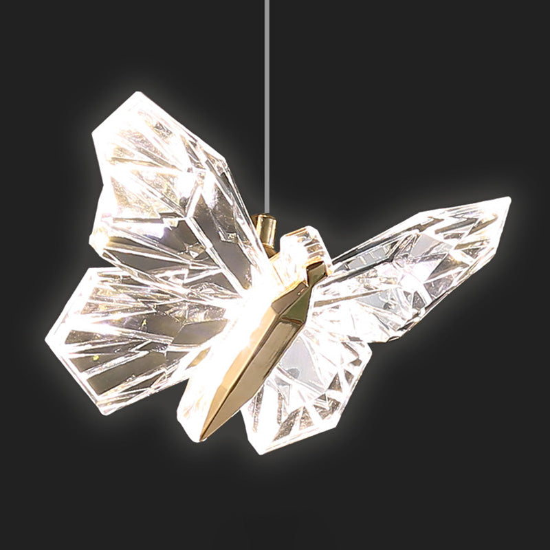 Contemporary Creative Butterfly Round Zinc Alloy Acrylic LED Chandelier For Bedroom