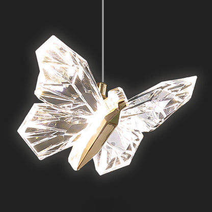 Contemporary Creative Butterfly Round Zinc Alloy Acrylic LED Chandelier For Bedroom