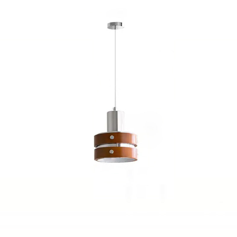Traditional Vintage Cylinder Iron Wooden 1-Light Pendant Light For Bedroom