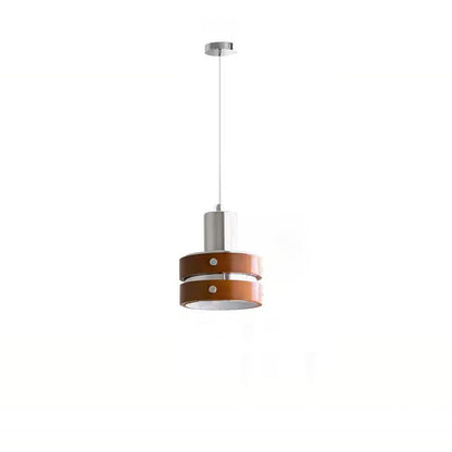 Traditional Vintage Cylinder Iron Wooden 1-Light Pendant Light For Bedroom