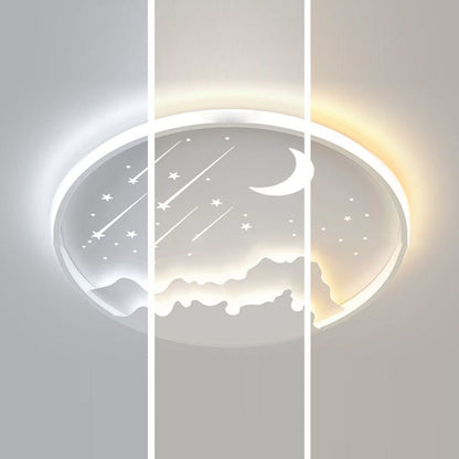 Modern Minimalist Moon Round Iron Acrylic LED Flush Mount Ceiling Light For Bedroom