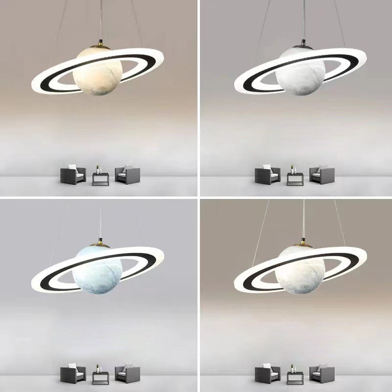 Contemporary Creative Sphere Metal Acrylic Glass LED Pendant Light For Bedroom