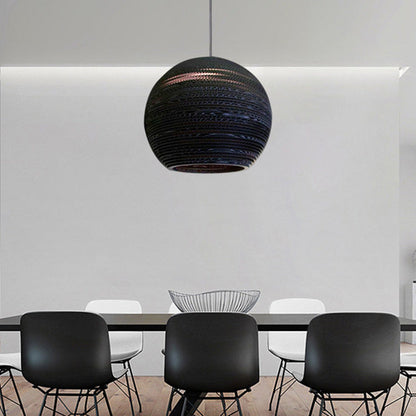 Contemporary Scandinavian Honeycomb Sphere Stainless Steel Cardboard 1-Light Pendant Light For Bedroom
