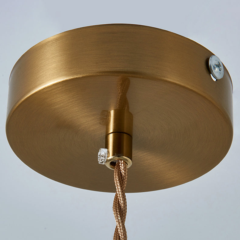 Traditional Vintage Cylinder Jade Metal Glass 1-Light Pendant Light For Bedroom