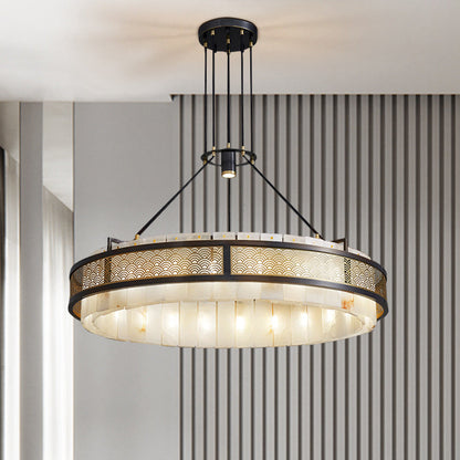 Modern Luxury Circle Copper Marble 9/12 Light Chandelier For Living Room