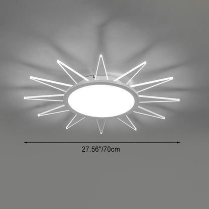 Modern Minimalist Sun Round Aluminum Acrylic LED Flush Mount Ceiling Light For Bedroom