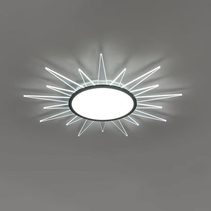 Modern Minimalist Sun Round Aluminum Acrylic LED Flush Mount Ceiling Light For Bedroom