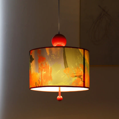 Traditional Vintage Drum Iron Fabric 3-Light Pendant Light For Bedroom