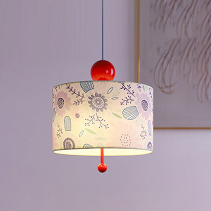 Traditional Vintage Drum Iron Fabric 3-Light Pendant Light For Bedroom
