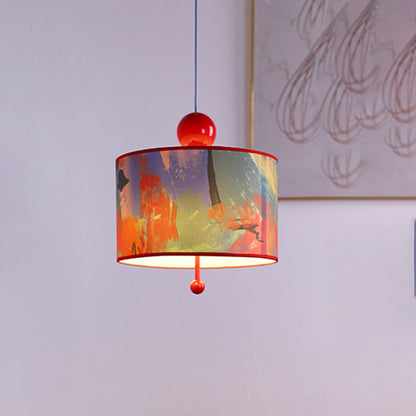 Traditional Vintage Drum Iron Fabric 3-Light Pendant Light For Bedroom