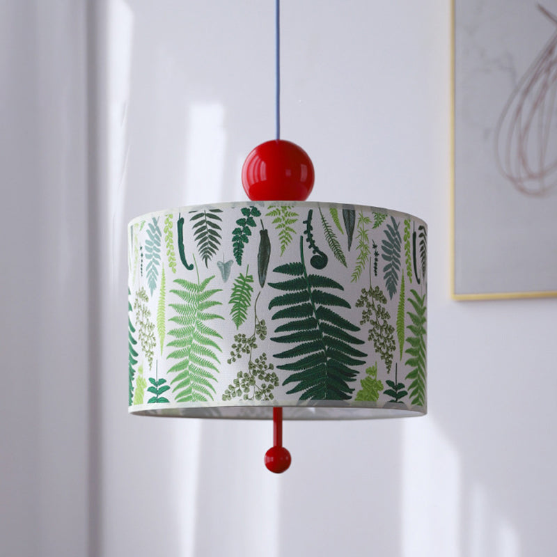 Traditional Vintage Drum Iron Fabric 3-Light Pendant Light For Bedroom
