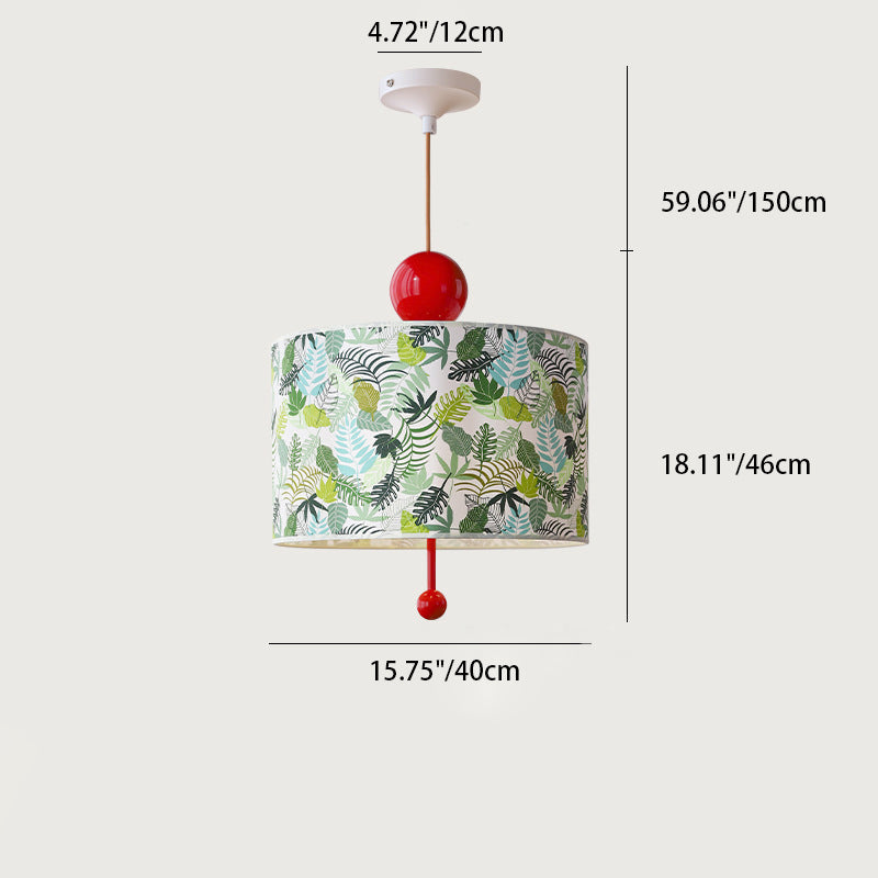 Traditional Vintage Drum Iron Fabric 3-Light Pendant Light For Bedroom