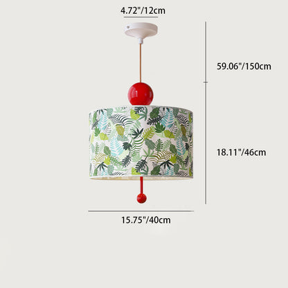Traditional Vintage Drum Iron Fabric 3-Light Pendant Light For Bedroom