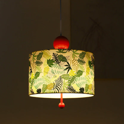 Traditional Vintage Drum Iron Fabric 3-Light Pendant Light For Bedroom