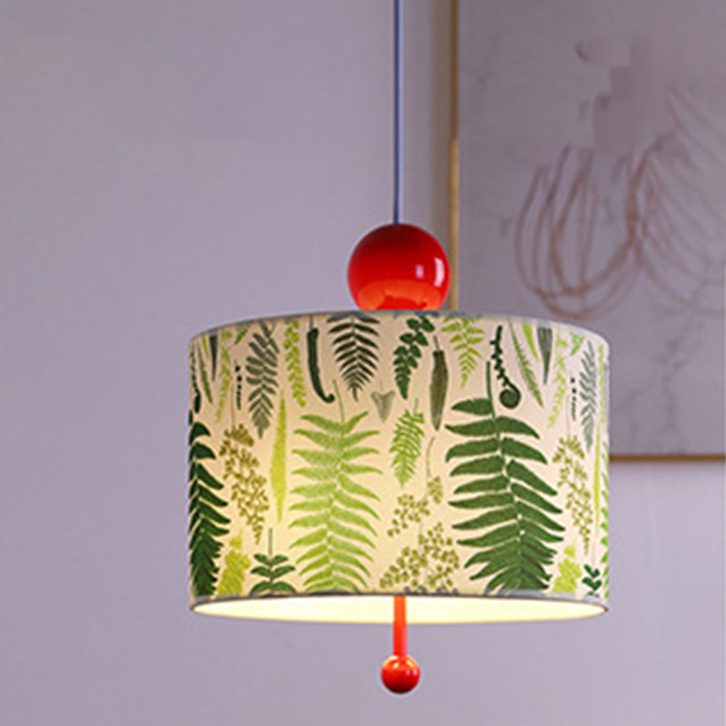 Traditional Vintage Drum Iron Fabric 3-Light Pendant Light For Bedroom