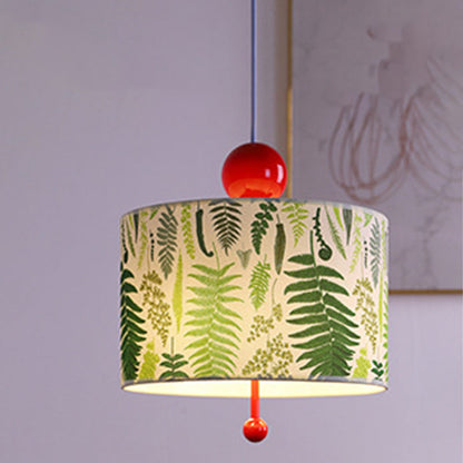 Traditional Vintage Drum Iron Fabric 3-Light Pendant Light For Bedroom