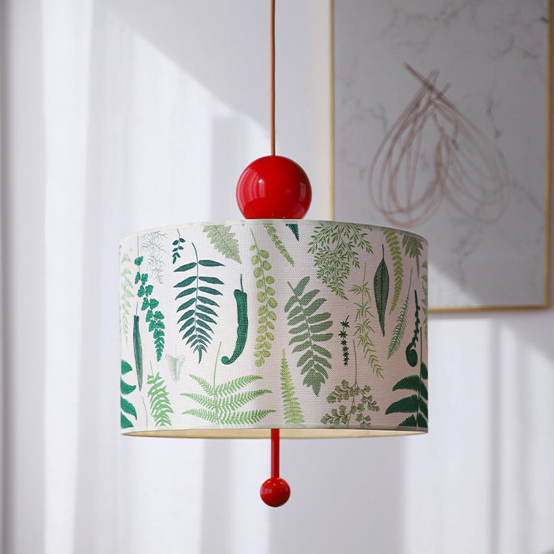 Traditional Vintage Drum Iron Fabric 3-Light Pendant Light For Bedroom
