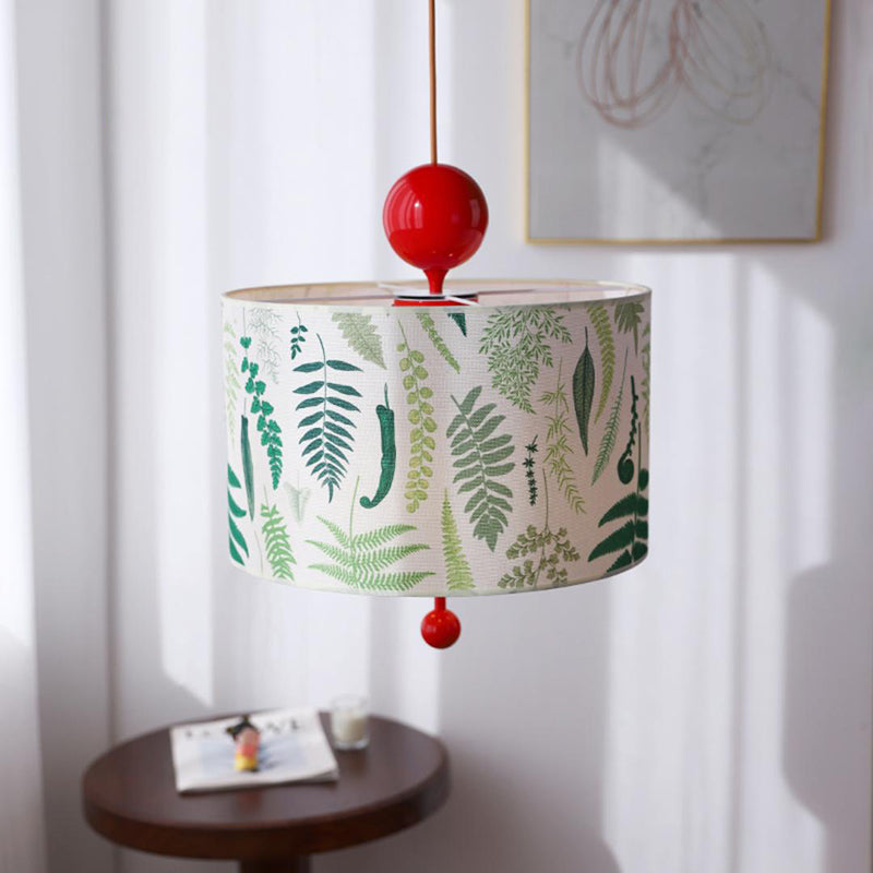 Traditional Vintage Drum Iron Fabric 3-Light Pendant Light For Bedroom