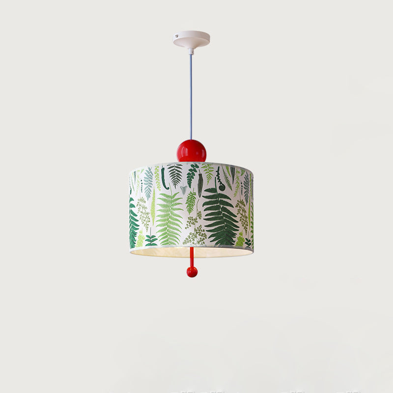 Traditional Vintage Drum Iron Fabric 3-Light Pendant Light For Bedroom