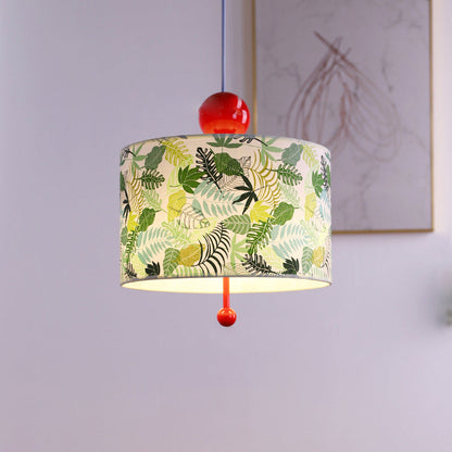 Traditional Vintage Drum Iron Fabric 3-Light Pendant Light For Bedroom