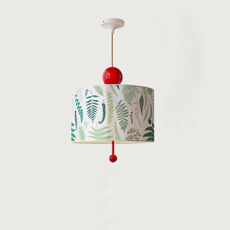 Traditional Vintage Drum Iron Fabric 3-Light Pendant Light For Bedroom