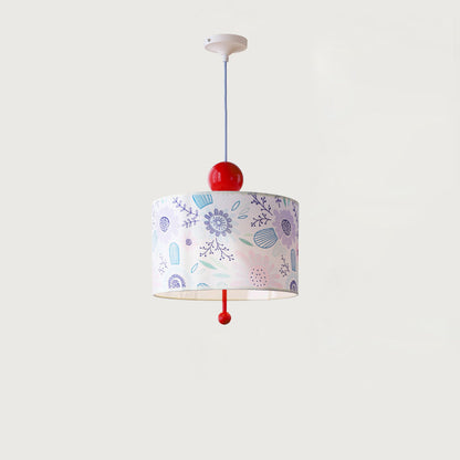 Traditional Vintage Drum Iron Fabric 3-Light Pendant Light For Bedroom