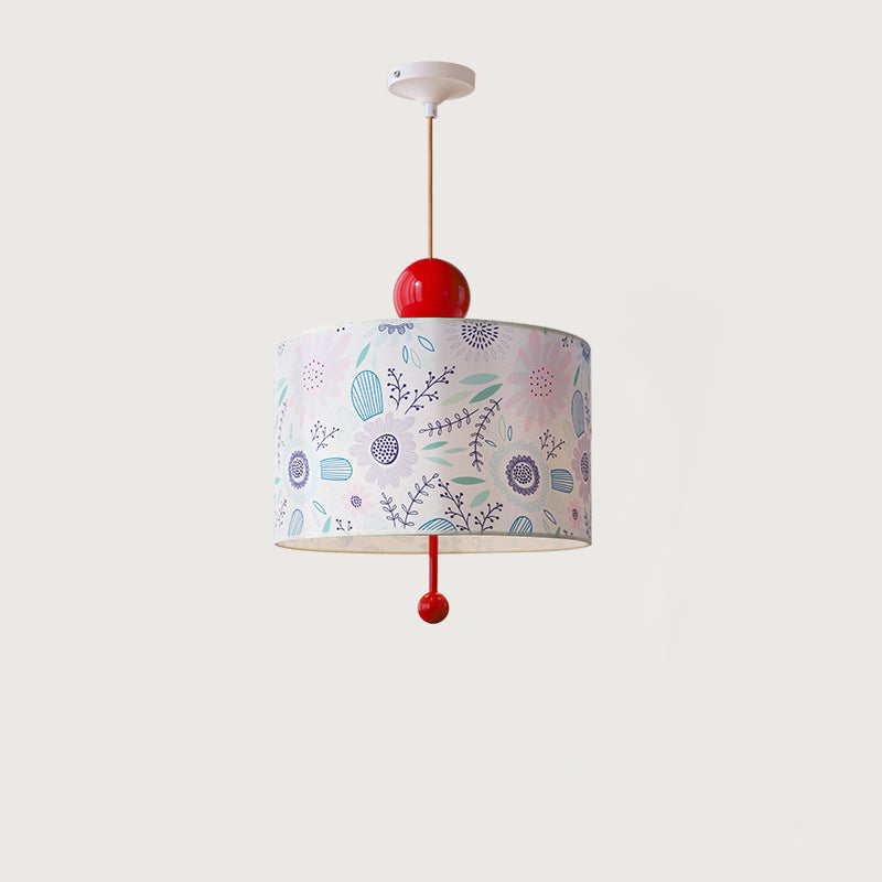 Traditional Vintage Drum Iron Fabric 3-Light Pendant Light For Bedroom