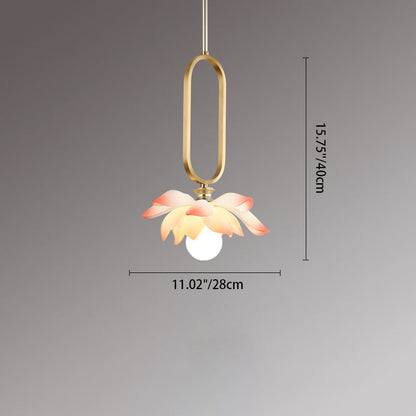 Contemporary Creative Flower Oval Resin Iron 1-Light Pendant Light For Bedroom