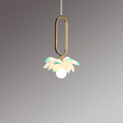 Contemporary Creative Flower Oval Resin Iron 1-Light Pendant Light For Bedroom