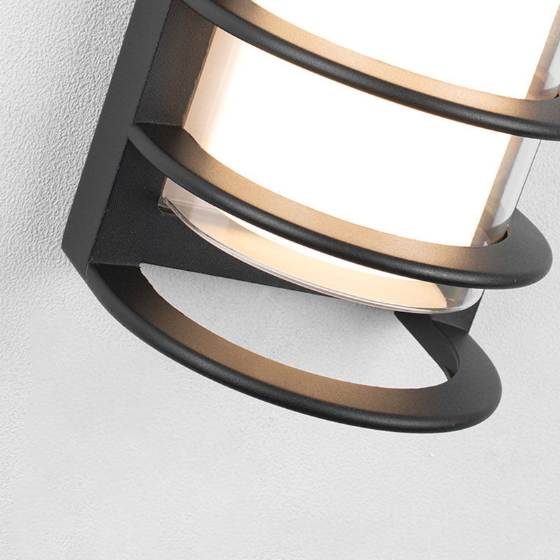 مصباح حائط LED أسطواني من الألومنيوم والأكريليك بتصميم عصري بسيط للفناء الخارجي 