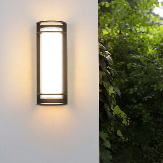 مصباح حائط LED أسطواني من الألومنيوم والأكريليك بتصميم عصري بسيط للفناء الخارجي 