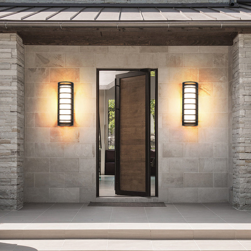 مصباح حائط LED أسطواني من الألومنيوم والأكريليك بتصميم عصري بسيط للفناء الخارجي 