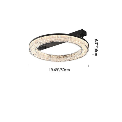 Modern Luxury Circle Brass Resin LED Semi-Flush Mount Ceiling Light For Bedroom