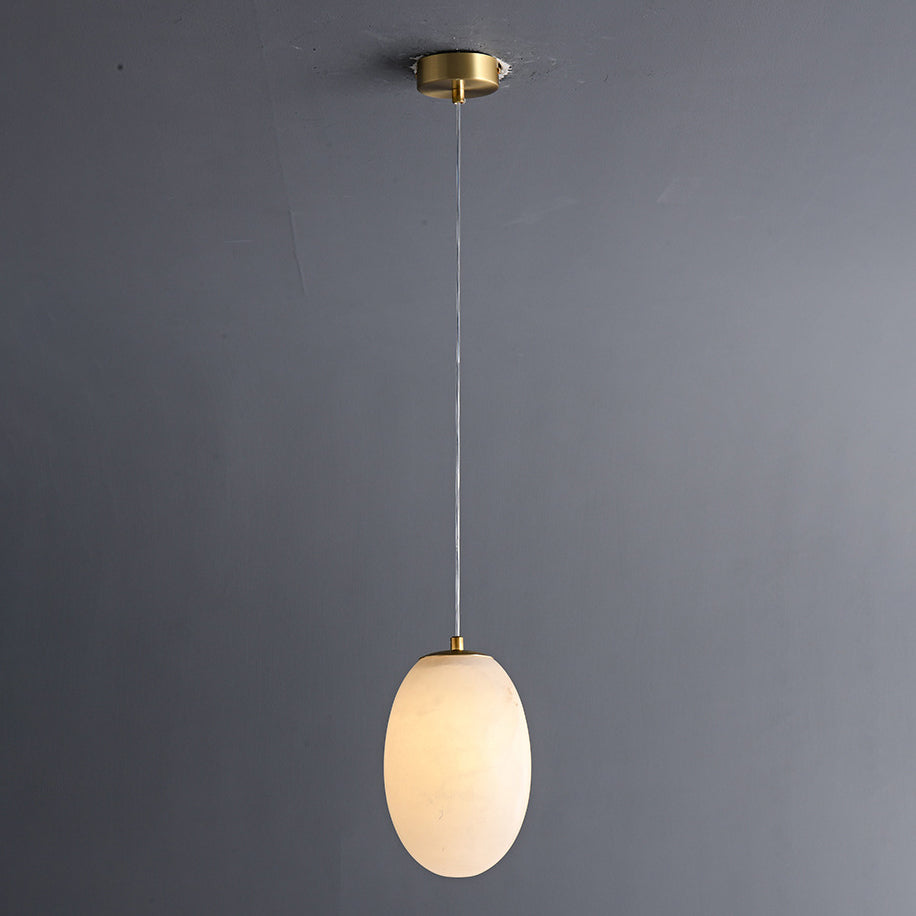 Traditional Chinese Sphere Copper Marble 1-Light Pendant Light For Bedroom