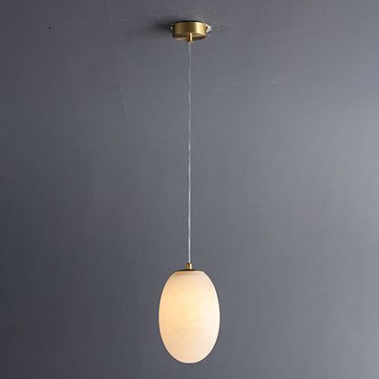 Traditional Chinese Sphere Copper Marble 1-Light Pendant Light For Bedroom