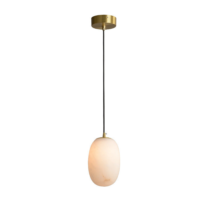 Traditional Chinese Sphere Copper Marble 1-Light Pendant Light For Bedroom