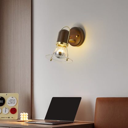 Contemporary Scandinavian Bell Walnut Wood Metal 1-Light Wall Sconce Lamp For Bedroom