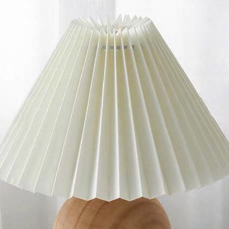 Traditional Vintage Round Sphere Rubberwood Cloth 1-Light Table Lamp For Bedroom