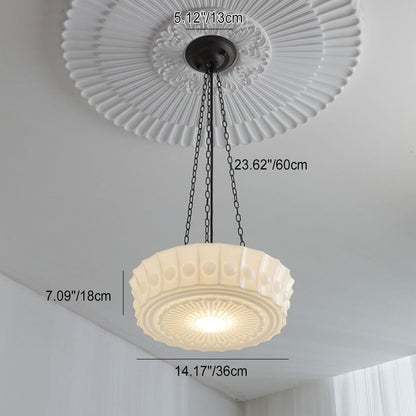 Traditional Vintage Cylinder Iron Glass 1-Light Pendant Light For Bedroom
