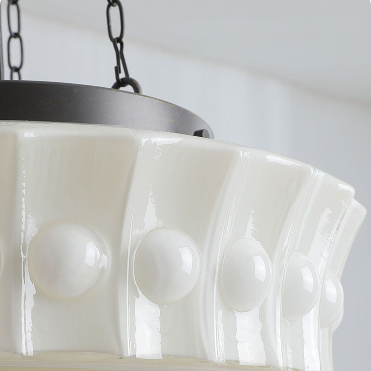 Traditional Vintage Cylinder Iron Glass 1-Light Pendant Light For Bedroom