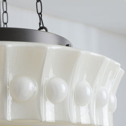 Traditional Vintage Cylinder Iron Glass 1-Light Pendant Light For Bedroom