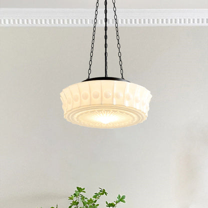 Traditional Vintage Cylinder Iron Glass 1-Light Pendant Light For Bedroom