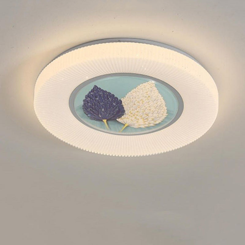 Modern Minimalist Flower Round Iron Acrylic LED Flush Mount Ceiling Light For Bedroom