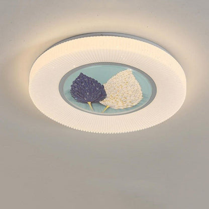 Modern Minimalist Flower Round Iron Acrylic LED Flush Mount Ceiling Light For Bedroom
