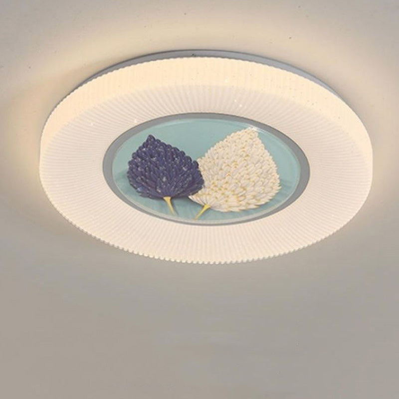 Modern Minimalist Flower Round Iron Acrylic LED Flush Mount Ceiling Light For Bedroom