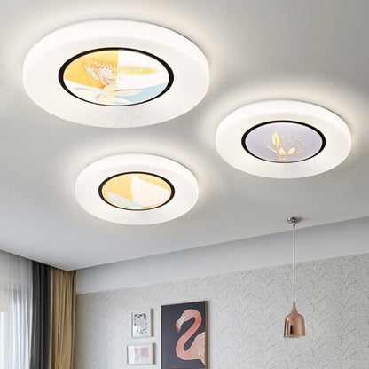 Modern Minimalist Flower Round Iron Acrylic LED Flush Mount Ceiling Light For Bedroom