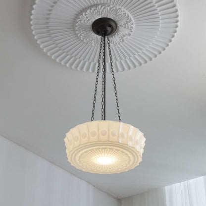 Traditional Vintage Cylinder Iron Glass 1-Light Pendant Light For Bedroom