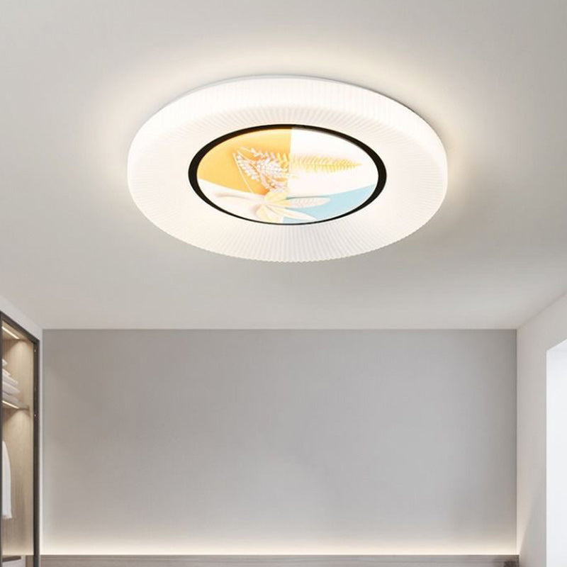 Modern Minimalist Flower Round Iron Acrylic LED Flush Mount Ceiling Light For Bedroom