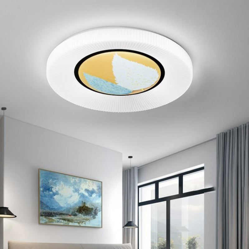 Modern Minimalist Flower Round Iron Acrylic LED Flush Mount Ceiling Light For Bedroom